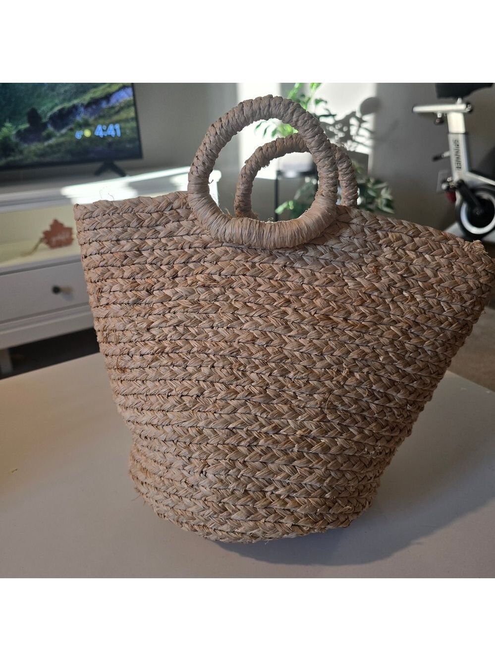 Woven Straw Tote Bag in Natural Tan - Women Bags